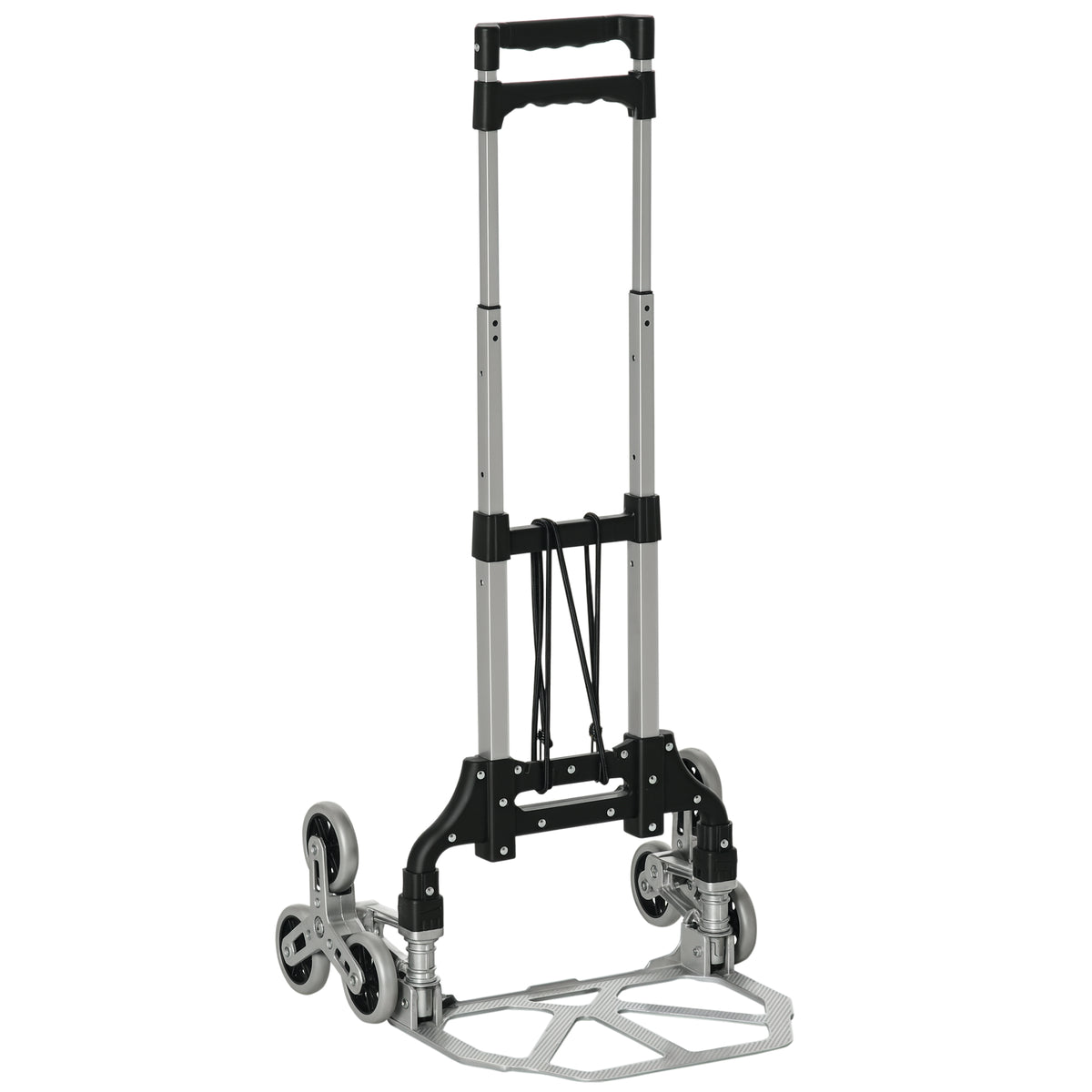 6-Wheels Stair Climber Hand Truck, Dolly Heavy Duty Folding Steel Load Cart with Adjustable Telescoping Handle for Moving