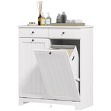 Laundry Cabinet, Tilt Out Laundry Hamper Cabinet with 2 Baskets, Bathroom Hamper Cabinet with 2 Drawers