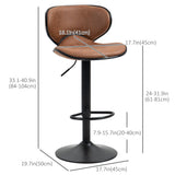 Vintage Set of 2 Microfiber Cloth Adjustable Bar Height Stools with Swivel Seat