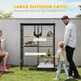 Cage pour chat en métal avec couverture imperméable, 4 plateformes, coussins lavables pour 1-3 chatons, 46,5