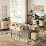 Mid-Century Entryway Table, Narrow Console Table with Storage Compartments for Behind Couch