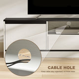 Meuble Télé pour Téléviseur 55-60 Pouces, Centre de Divertissement avec Armoires, Tablette, Tiroir et Gestion des Câbles pour Salon