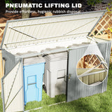 7.6 x 3.4ft Outdoor Storage Shed, 3 Garbage Bin Shed Organizer with Lockable Double Doors
