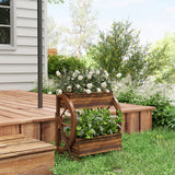 Wooden Wagon Planter Box, 2-Tier Raised Garden Bed