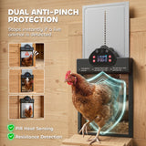 2K HD AI Camera Automatic Chicken Coop Door with APP, WiFi Solar Powered with 5200 mAh Large Battery