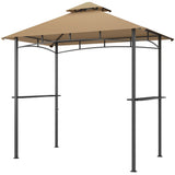 8' x 5' BBQ Grill Gazebo Tent with Double Tiered Canopy for Outdoor Sun Shade