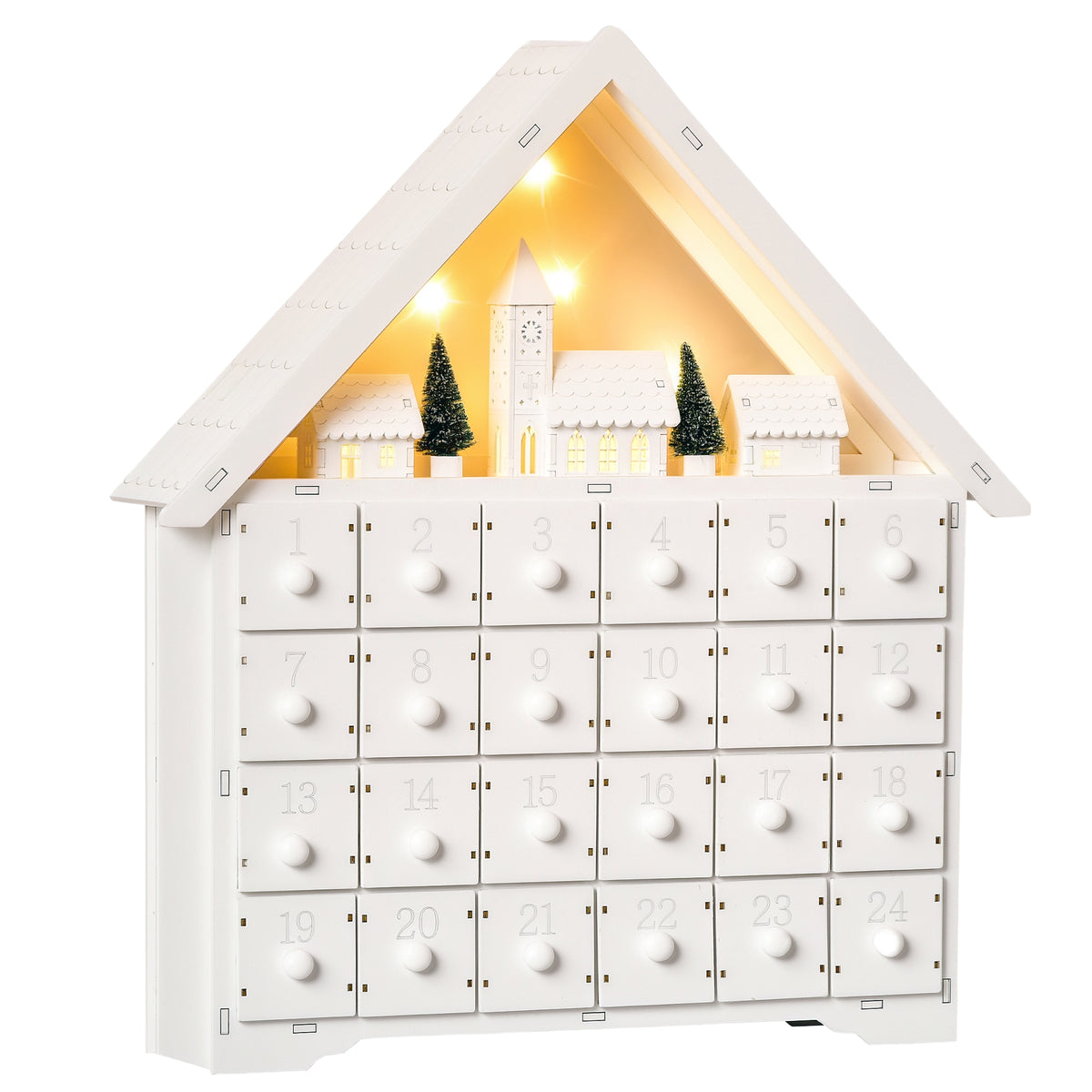 Christmas Advent Calendar, 2022 Light Up Table Xmas Wooden