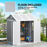 6' x 6' Resin Outdoor Storage Shed with Floor, Lockable Doors and Vents for Backyard Patio Lawn