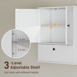 Armoire Murale Salle de Bain, Pharmacie Style Fermette avec Tablettes Ajustables et Porte Rabattable
