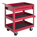 3-Tier Rolling Tool Cart with Drawer and Side Box, 132 LBS Capacity Steel Utility Cart, Mobile Service Tool Organizer for Garage