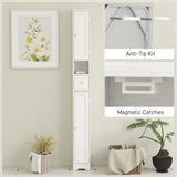 Tall Bathroom Cabinet, Modern Slim Bathroom Storage with Arched Doors, Drawer and Open Shelf