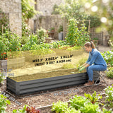 8'x2'x1' Galvanized Raised Bed, Large Elevated Planter Box for Growing Flowers