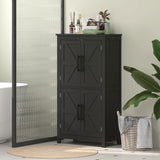 Farmhouse Bathroom Storage Cabinet, Bathroom Floor Cabinet with Barn Doors and Adjustable Shelf