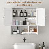 Farmhouse Bathroom Wall Cabinet, Wall Mounted Medicine Cabinet with Adjustable Shelf, Open Compartments