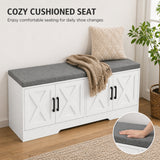Shoe Bench with Cushion Shoe Storage Bench with Doors Adjustable Shelves for Entryway