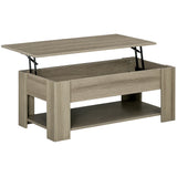 Table basse relevable avec compartiment de rangement dissimulé et étagère ouverte