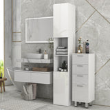 Tall Bathroom Cabinet, High Gloss Storage Cabinet with Doors and Adjustable Shelves, 11.8