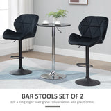 Bar Stool Set of 2 Fabric Adjustable Height Armless Upholstered Counter Chairs with Swivel Seat