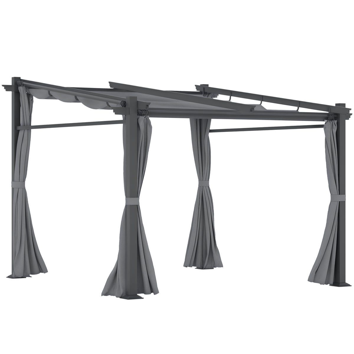 Metal Pergola with Sliding Roof Canopy, 10' x 10'