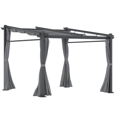 Metal Pergola with Sliding Roof Canopy, 10' x 10'