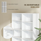 9-Tier DVD Shelf with 18 Compartments and 14 Adjustable Shelves, Holds 640 CDs, 360 DVDs or 430 Blu-rays