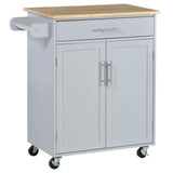 Rolling Kitchen Island Cart with Wood Top, Enough Storage Drawer Space with Towel Bar Rack Shelves, Portable Kitchen Utility Serving Cart Trolley on Wheels