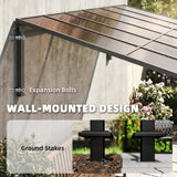 11' x 10' Outdoor Pergola, Wall Mounted Hardtop Lean-to Gazebo with Polycarbonate Roof and Metal-Aluminium Frame