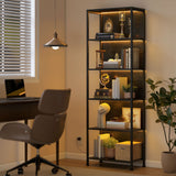 5-Tier Bookshelf, Freestanding Bookcase with LED Lights and Metal Frame for Living Room