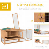 62'' L 2-Story Rabbit Hutch Bunny Cage Small Animal House with Pull Out Tray