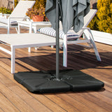 4 Piece Umbrella Base Stand Cantilever Offset Patio Umbrella Weight Plates w/ U Locking, 123 lb Capacity Water or 158 lb Capacity Sand