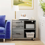 Mobile Printer Stand with Charging Station USB Ports Locking Filing Cabinet for A4 Letter Size