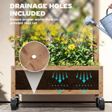 Raised Garden Bed with Metal Trellis, Elevated Planter Box with Wheels and Drainage Holes, 20.5