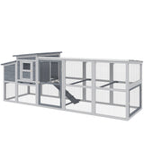 Grand poulailler, maison pour poules en bois avec enclos couvert, plateau coulissant