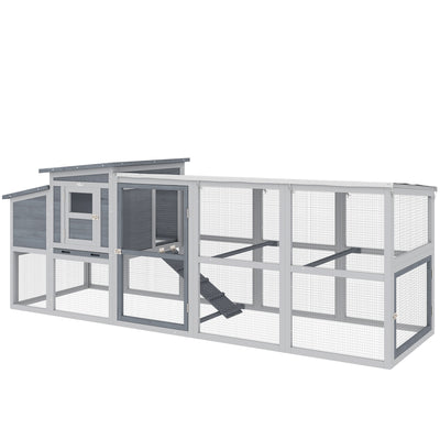 Large Chicken Coop, Wooden Hen House with Covered Run, Pull-Out Tray