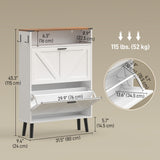 Shoe Storage Cabinet with 2 Flip Drawers, Holds Up to 16 Pairs