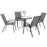 Five-Piece Steel Patio Set, with Glass-Top Table