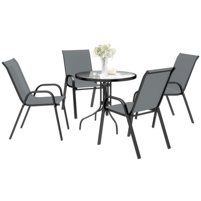 Five-Piece Steel Patio Set, with Glass-Top Table