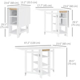 Folding Dining Table with Storage, Drop Leaf Kitchen Table for Small Spaces