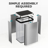 10.6 Gal (40 L) Automatic Garbage Can w/ Soft-Close Lid, Touchless Trash Can with Fingerprint Resistant Stainless Steel