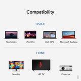 Câble USB-C vers HDMI Plugable Technologies 1,8 m (6 pi), HDMI 2.0, USB4 /