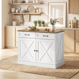 Kitchen Island with Sitting Space, Sideboard Cabinet with 2 Drawers and 2 Adjustable Shelves for Dining Room