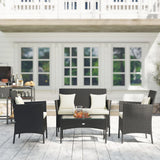 Ensemble de mobilier d'extérieur en rotin 4 pièces, ensemble de mobilier patio avec table à café 22,8