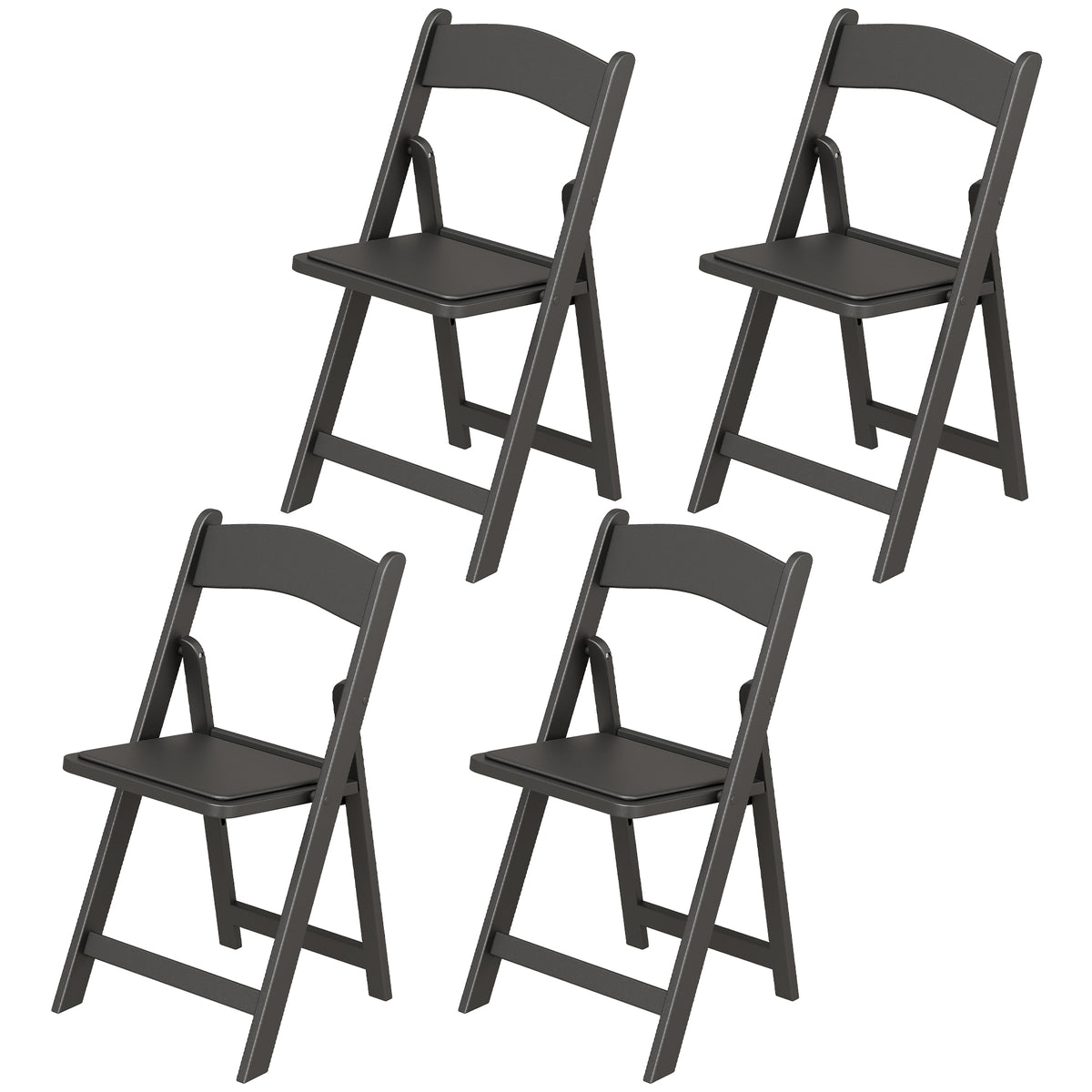 4 Pack Folding Chairs, Foldable Resin Chair with Padded Seat