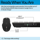 HP 725 Wireless Keyboard and Mouse Combo, Rechargeable