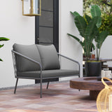 Garden Sofa with Cushions, 2-Seater Outdoor Balcony Rattan Sofa, 112 x 72 x 76 cm