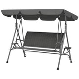 Outdoor 3-Seat Porch Swing with Canopy, Pillows and Steel Frame