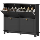 Meuble de Rangement pour Chaussures Moderne, Cabinet Étroit avec 4 Tiroirs à Bascule, Tablettes Ajustables, 5 Pieds pour Entrée