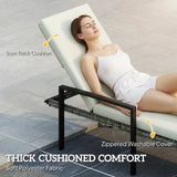Chaise Lounge Chairs Outdoor, Set of 2 Wicker Patio Lounge Chairs with 5-Level Adjustable Backrest