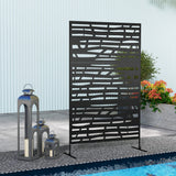 Decorative Outdoor Privacy Panel with Stand, Freestanding Metal Outdoor Divider for Garden