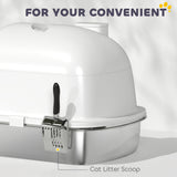 Enclosed Stainless Steel Litter Box, Metal Cat Litter Box with Scoop